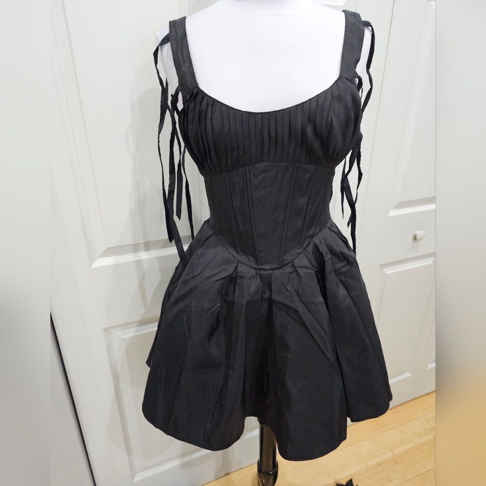 Dolls Kill Goth Witchy Black Widow Haunted Hue Corset Lace Up Mini Dress S - Picture 6 of 13